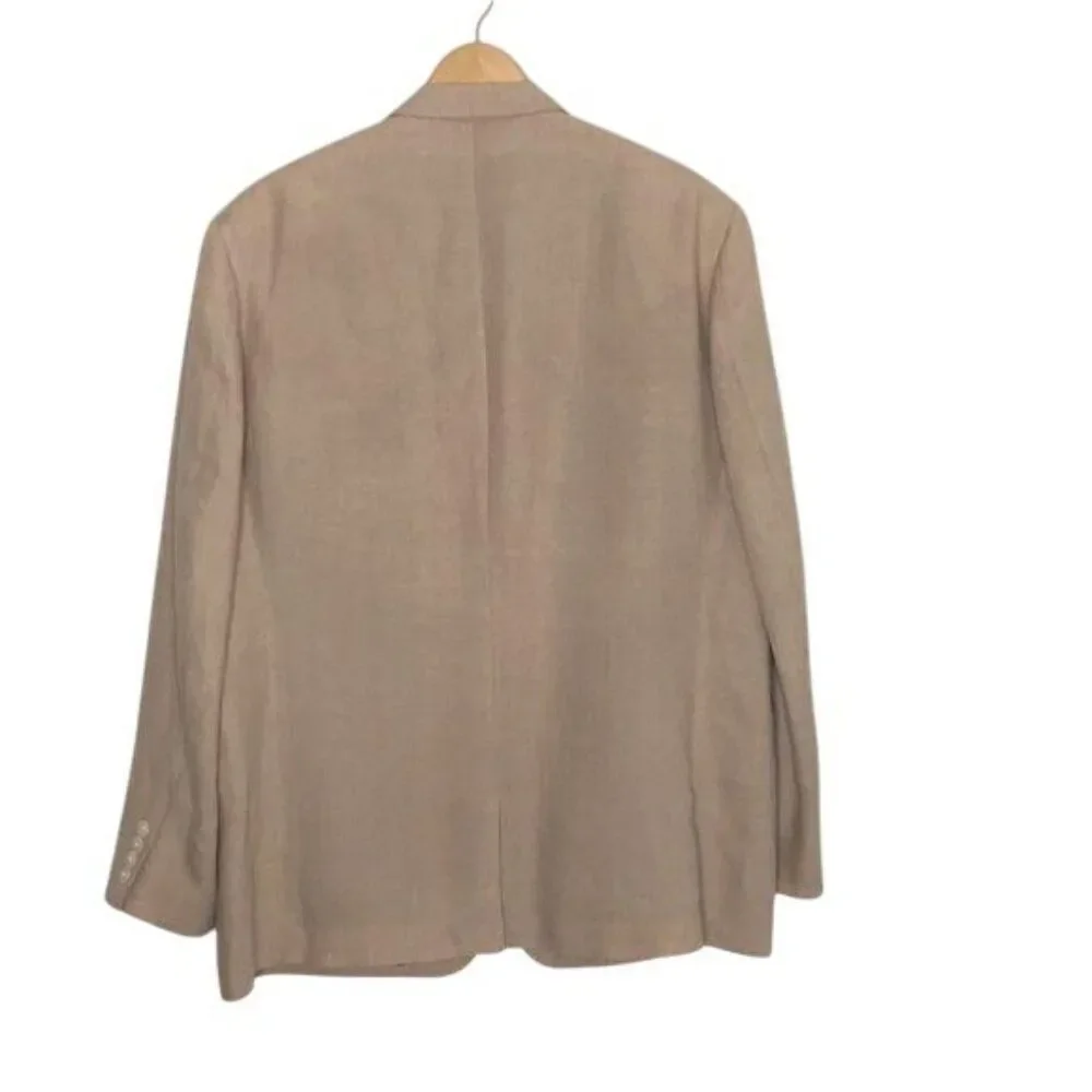 English Laundry Mens Beige Linen Blazer Jacket XL Single-Breasted Lined Two-Butt